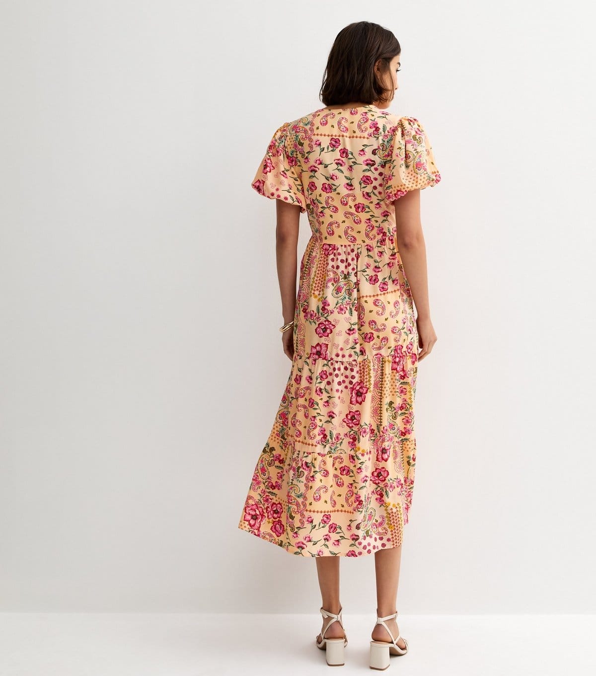 New Look Women's Pink Crepe Patch Print Wrap Midi Dress New Look - 4