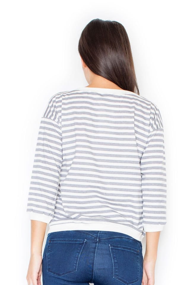 Love Lace Love Lace Women's Short Cut Sports Sweatshirt With Striped Print in Grey - 3