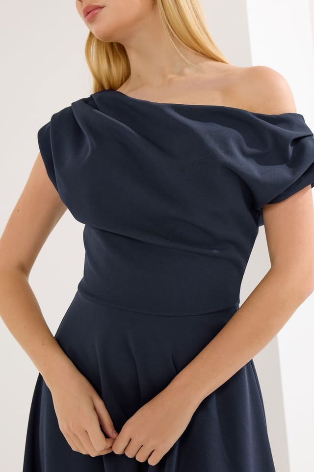 Star by Julien Macdonald Star by Julien Macdonald Women's Draped Midi Dress in Dark Navy - 3