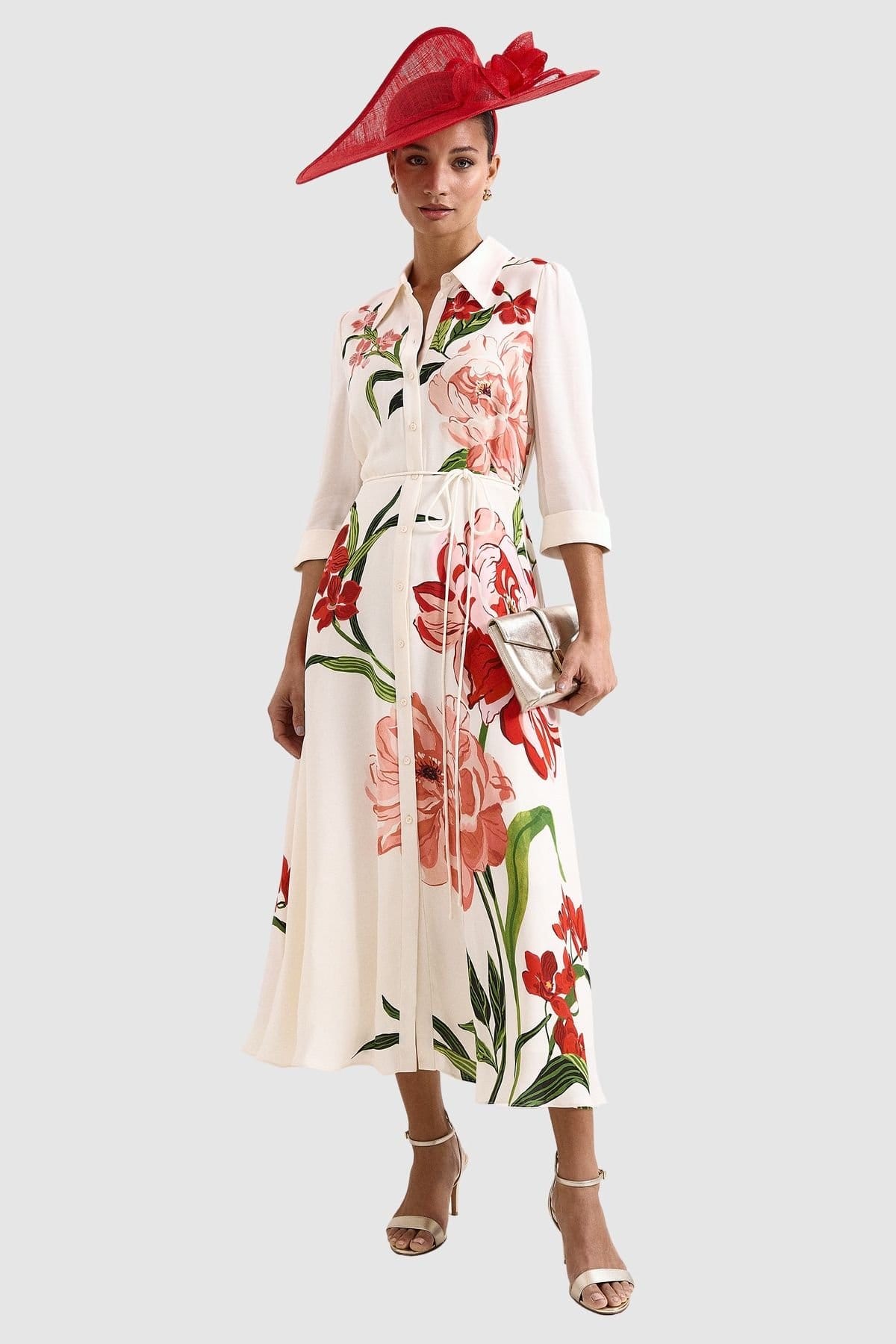 Phase Eight Women's Petite Anabella Midi Shirt Dress in Warm White