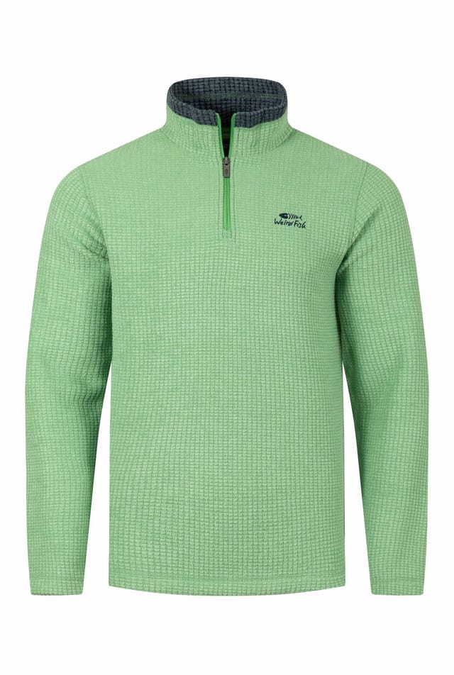 Weird Fish Weird Fish Men's Newark 1/4 Zip Grid Fleece in Bright Green - 2