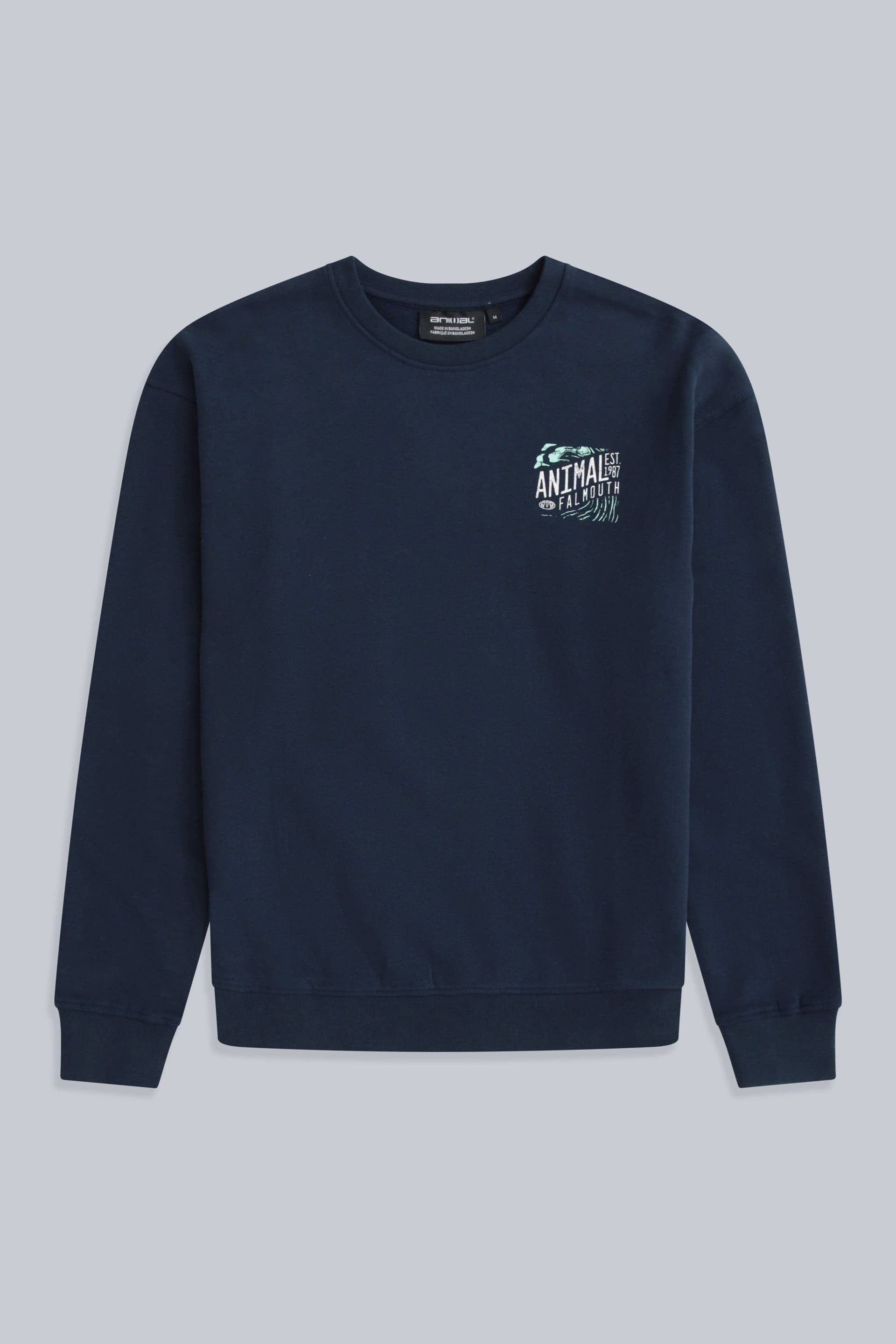 Animal Animal Men's 'Jonah' Falmouth Print Comfortable Breathable Soft Cotton Sweatshirt in Navy