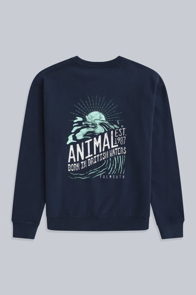 Animal Animal Men's 'Jonah' Falmouth Print Comfortable Breathable Soft Cotton Sweatshirt in Navy - 2