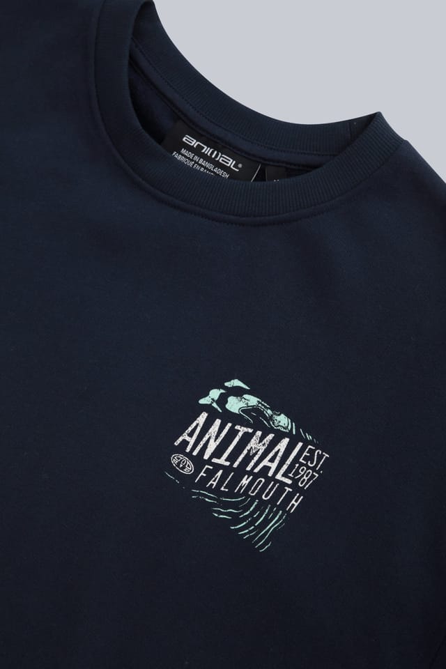 Animal Animal Men's 'Jonah' Falmouth Print Comfortable Breathable Soft Cotton Sweatshirt in Navy - 3