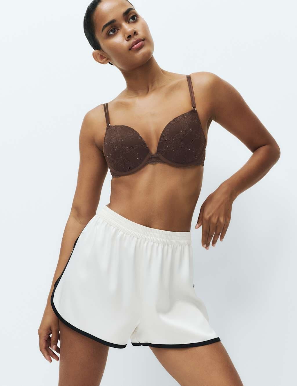 Marks & Spencer M&S Ida Wired Push Up Plunge Bra A-E Dark Brown