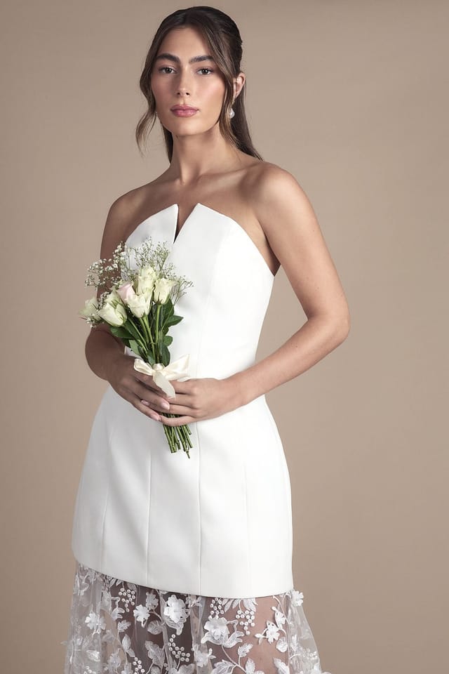 Coast Coast Women's Structured Bandeau Maxi Wedding Dress with Lace Skirt in Ivory - 2