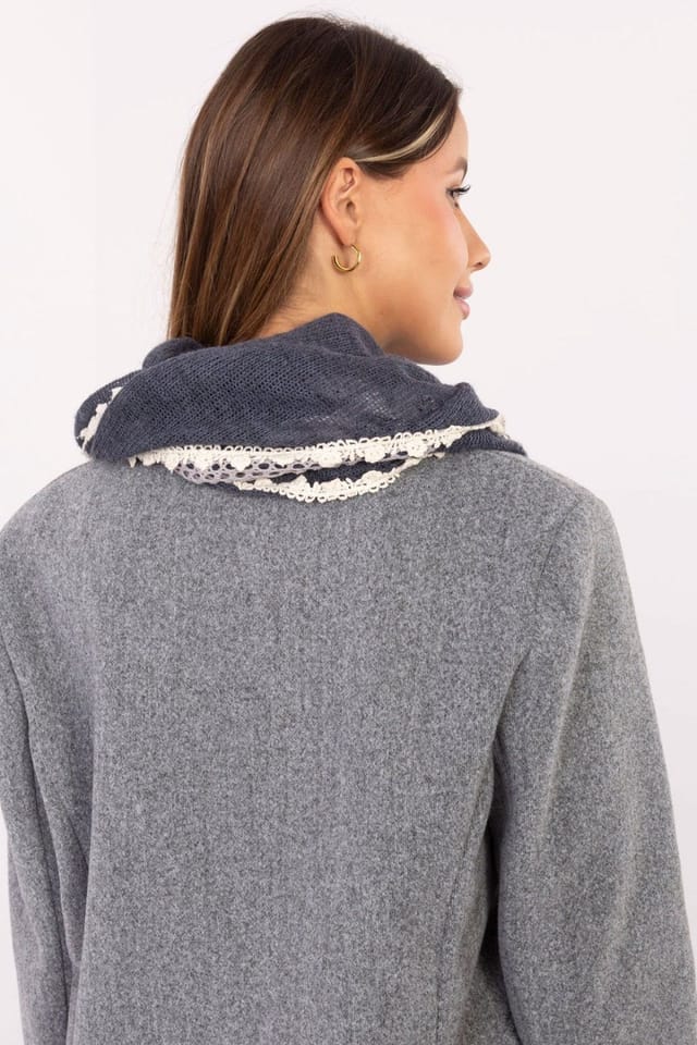 Love Lace Love Lace Women's Elegant Viscose Lace Triangle Scarf with Pearl Fringe Detail in Blue - 3