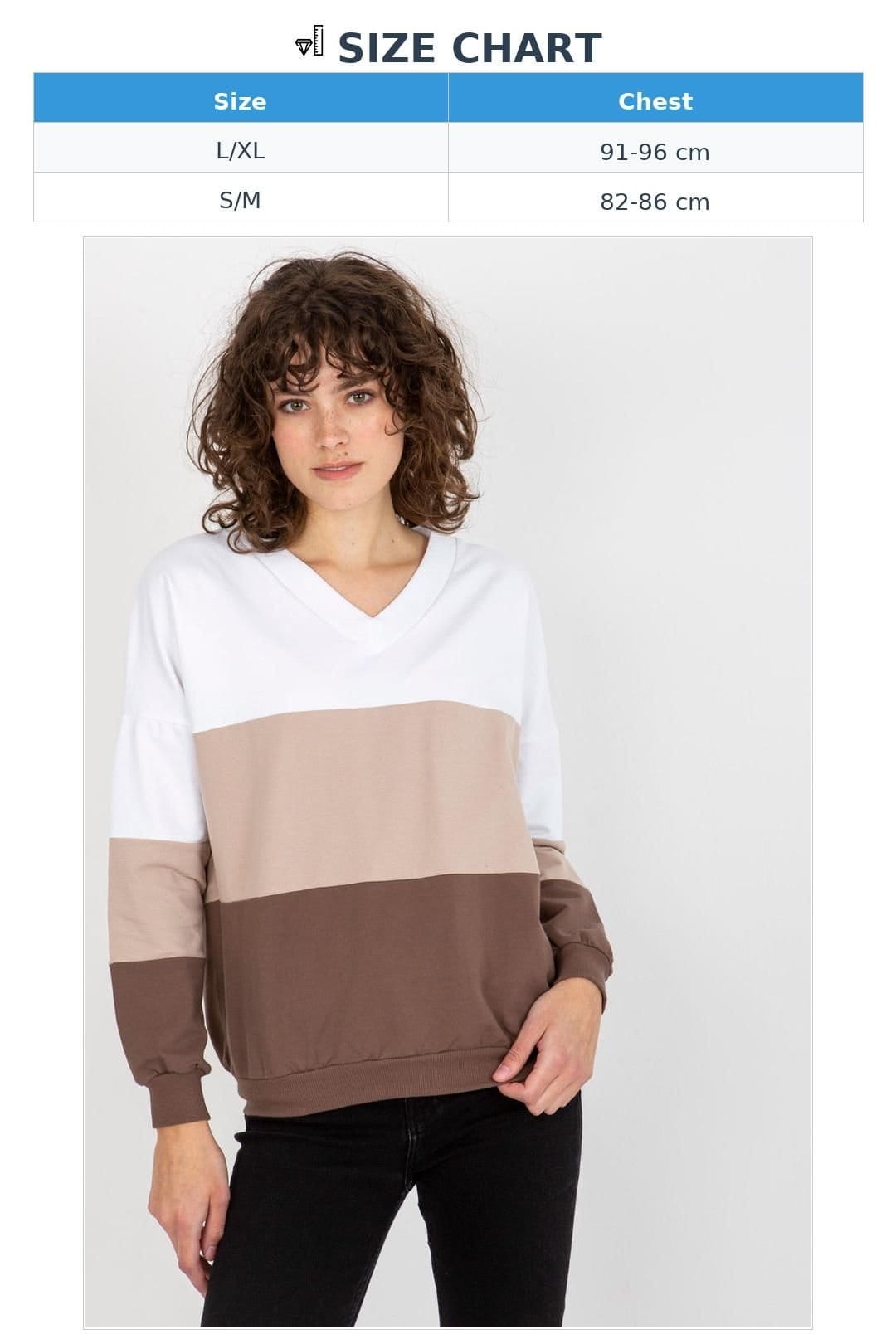 Love Lace Love Lace Women's Heart Neck Long Sleeve Colorblock Sweatshirt in Brown - 4