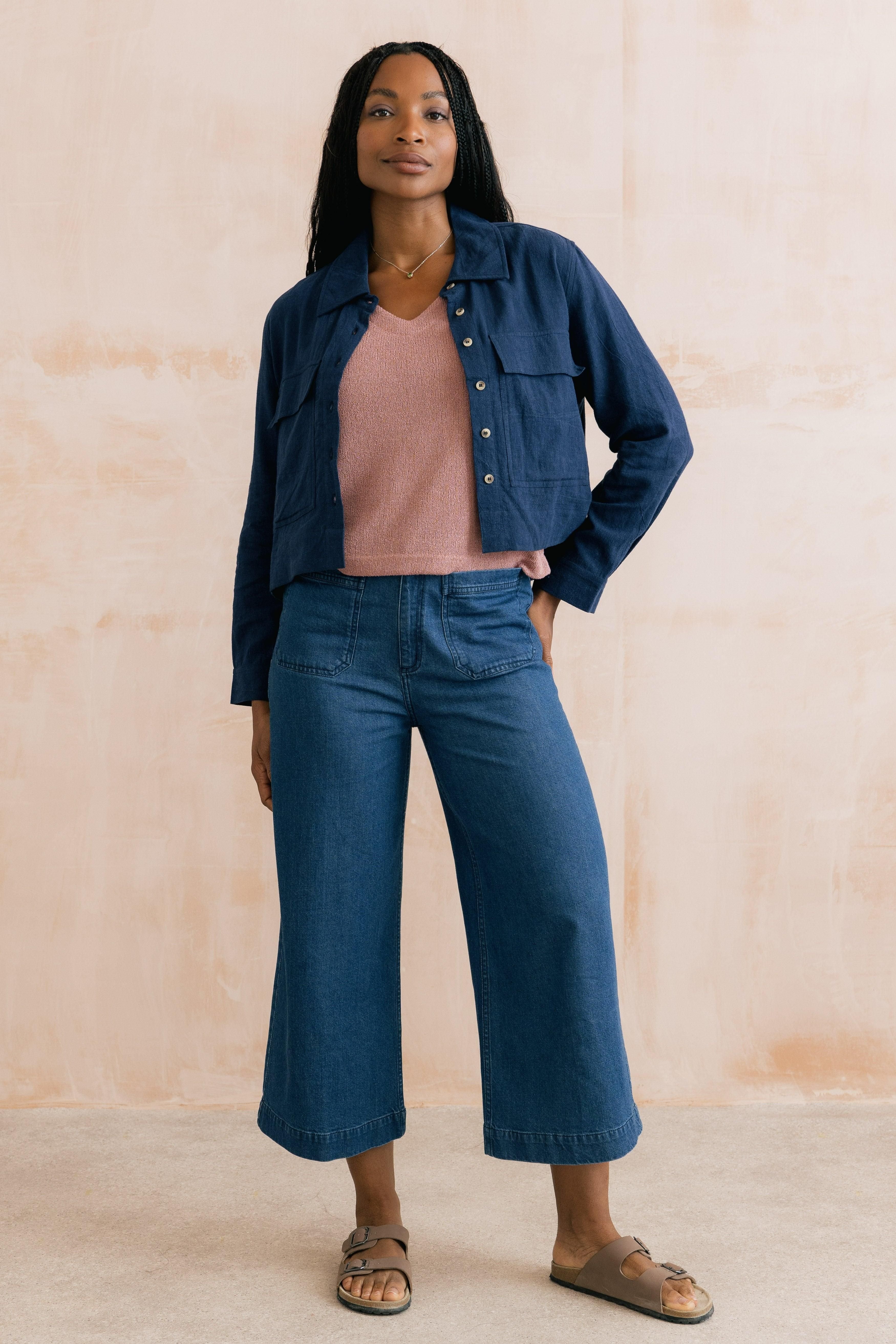 Lily & Me Lily & Me Women's Grasslands Linen Blend Jacket in Navy - 3