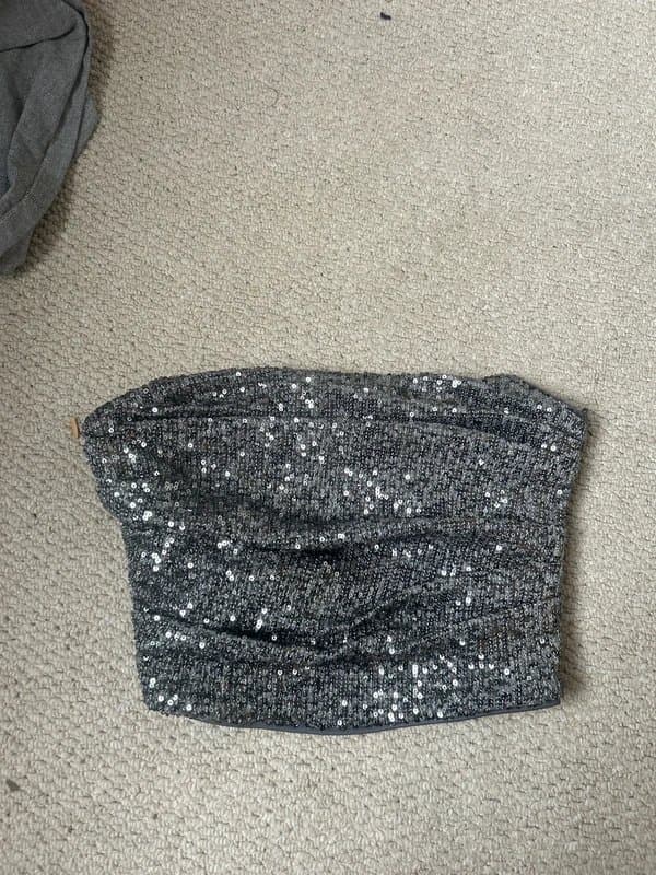ASOS Sequin silver boob tube