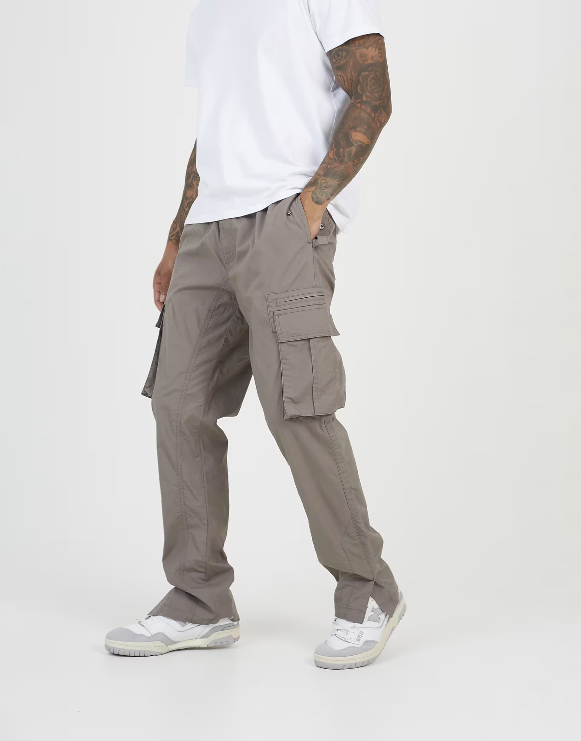 ASOS Brave Soul Cotton poplin cargo trousers in taupe