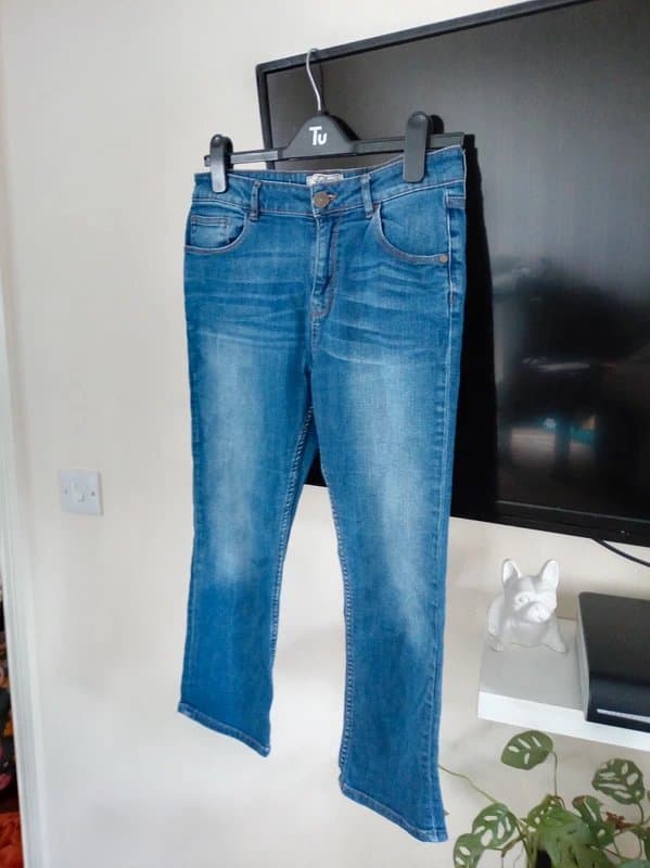 FatFace Fatface ladies size 10 blue denim crop trousers 3/4 summer