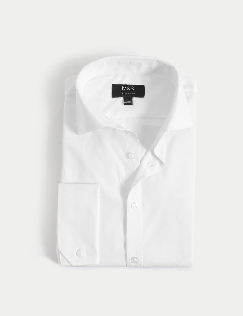 Marks & Spencer M&S White Cotton Blend Double Cuff Shirt