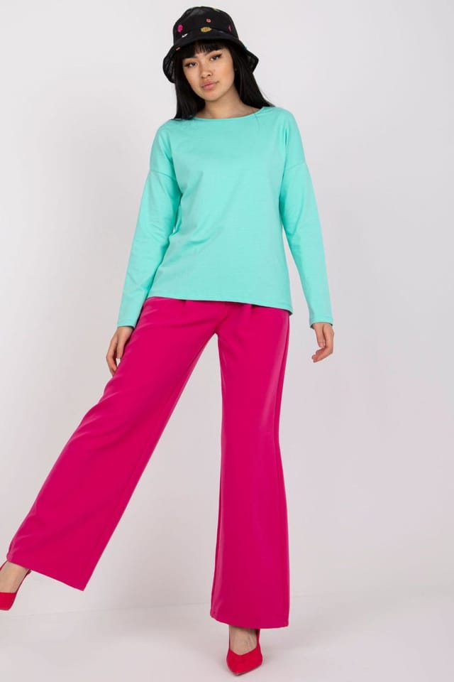 Love Lace Love Lace Women's Solid Simple Cut Long Sleeve Blouse in Green - 3