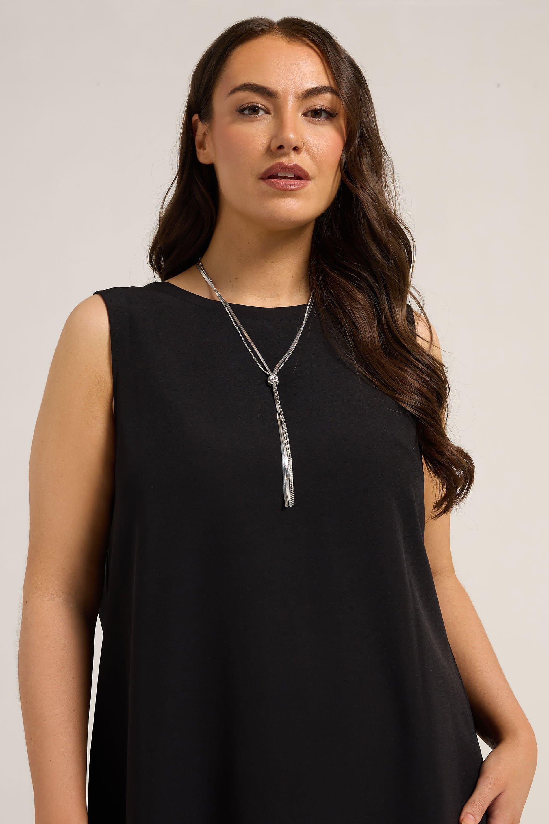 Yours Silver Tone Long Diamante Ball Necklace
