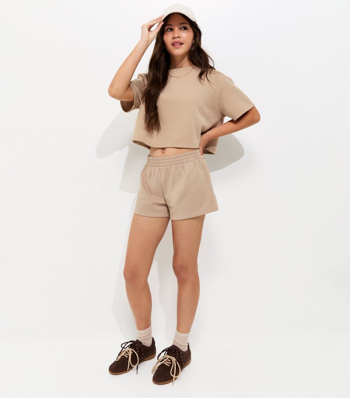 New Look New Look Camel Short Sleeve Sweatshirt Top