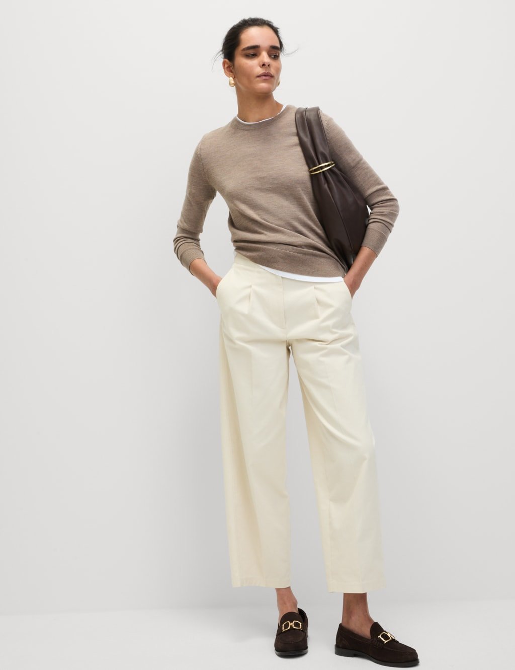 Marks & Spencer M&S Pure Merino Wool Crew Neck Jumper Cappuccino - 2