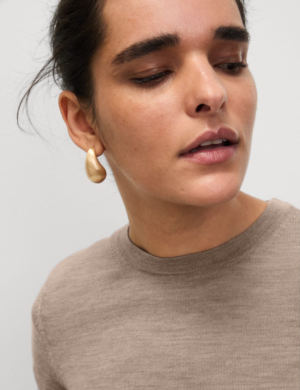 Marks & Spencer M&S Pure Merino Wool Crew Neck Jumper Cappuccino - 3