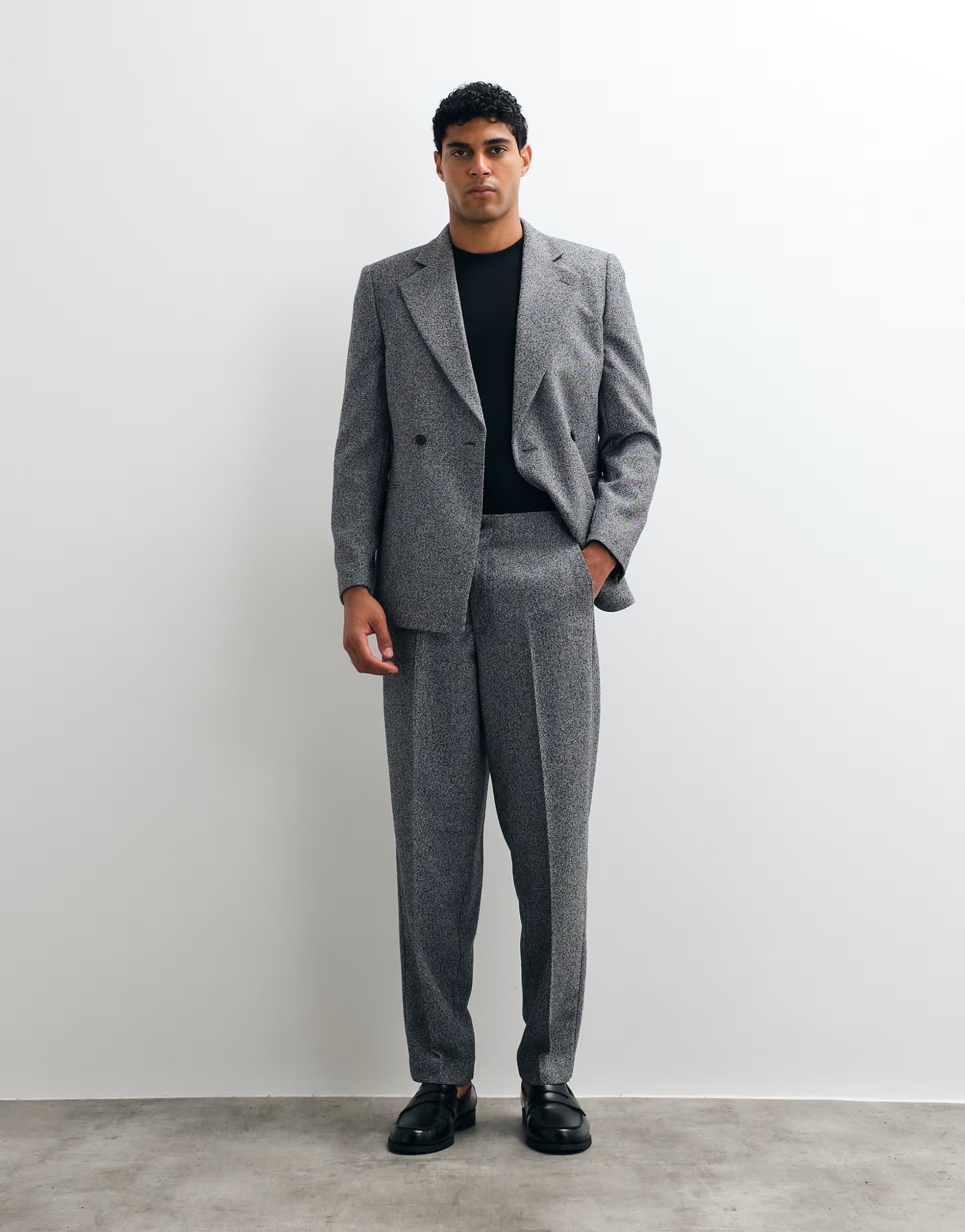ASOS ASOS DESIGN oversized tapered suit trouser in salt and pepper grey