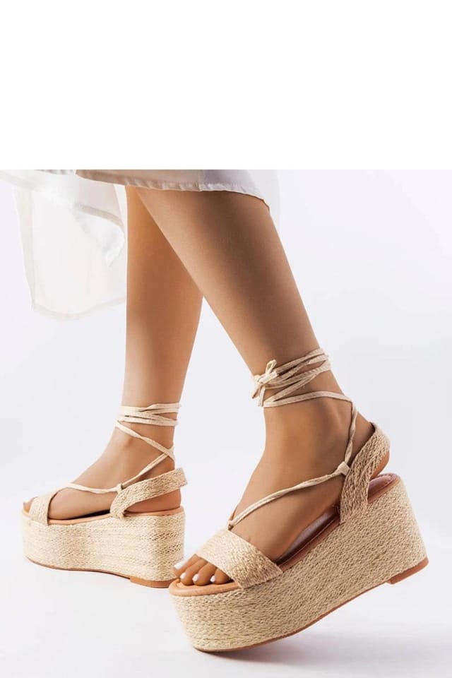 Love Lace Love Lace Women's Silvetta Platform Espadrille Sandals Lace Up Rubber Sole in Beige - 2