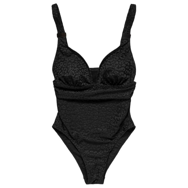 Panos Emporio Panos Emporio Women's Rimini Plunge Leopard Jacquard Swimsuit in Black - 3