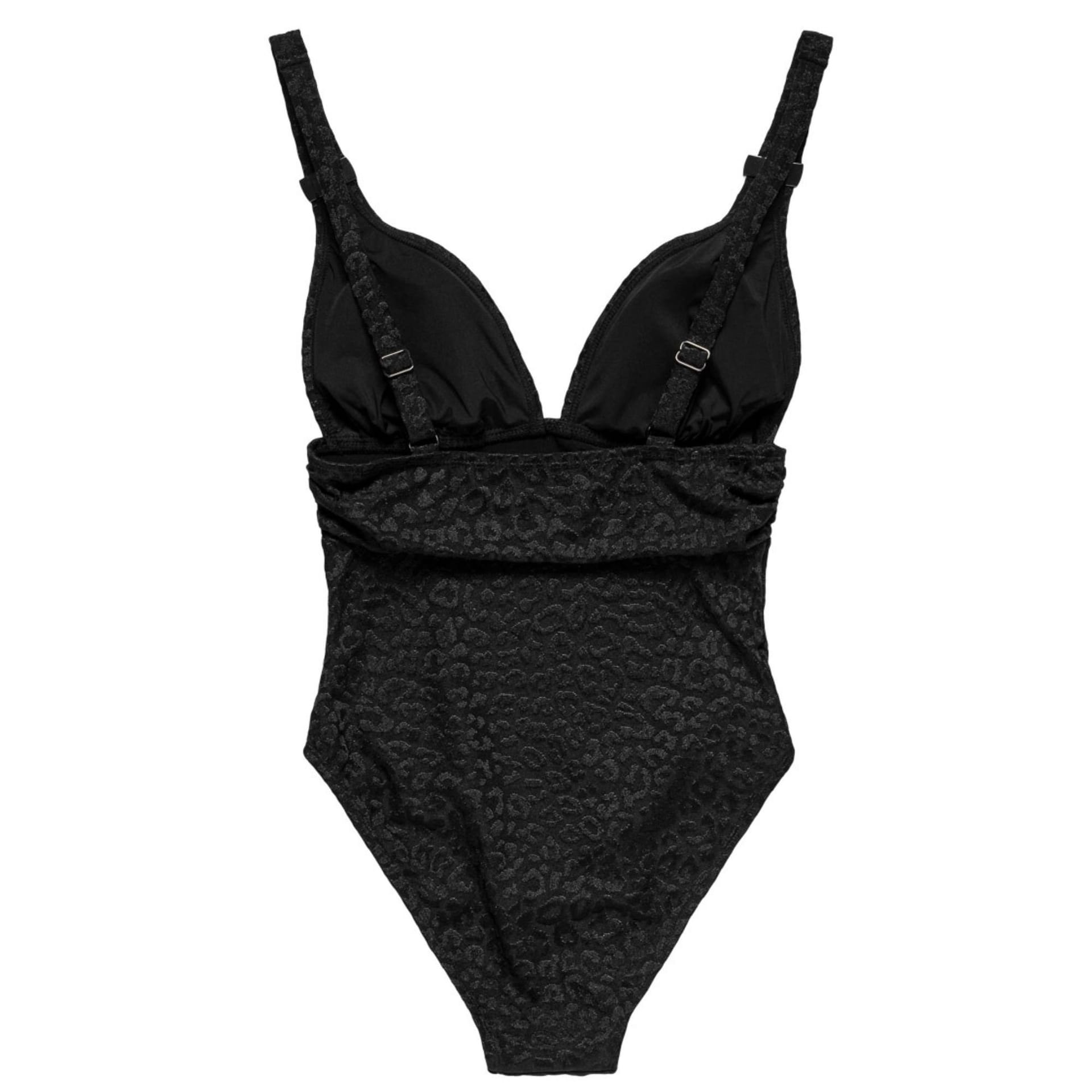 Panos Emporio Panos Emporio Women's Rimini Plunge Leopard Jacquard Swimsuit in Black - 4