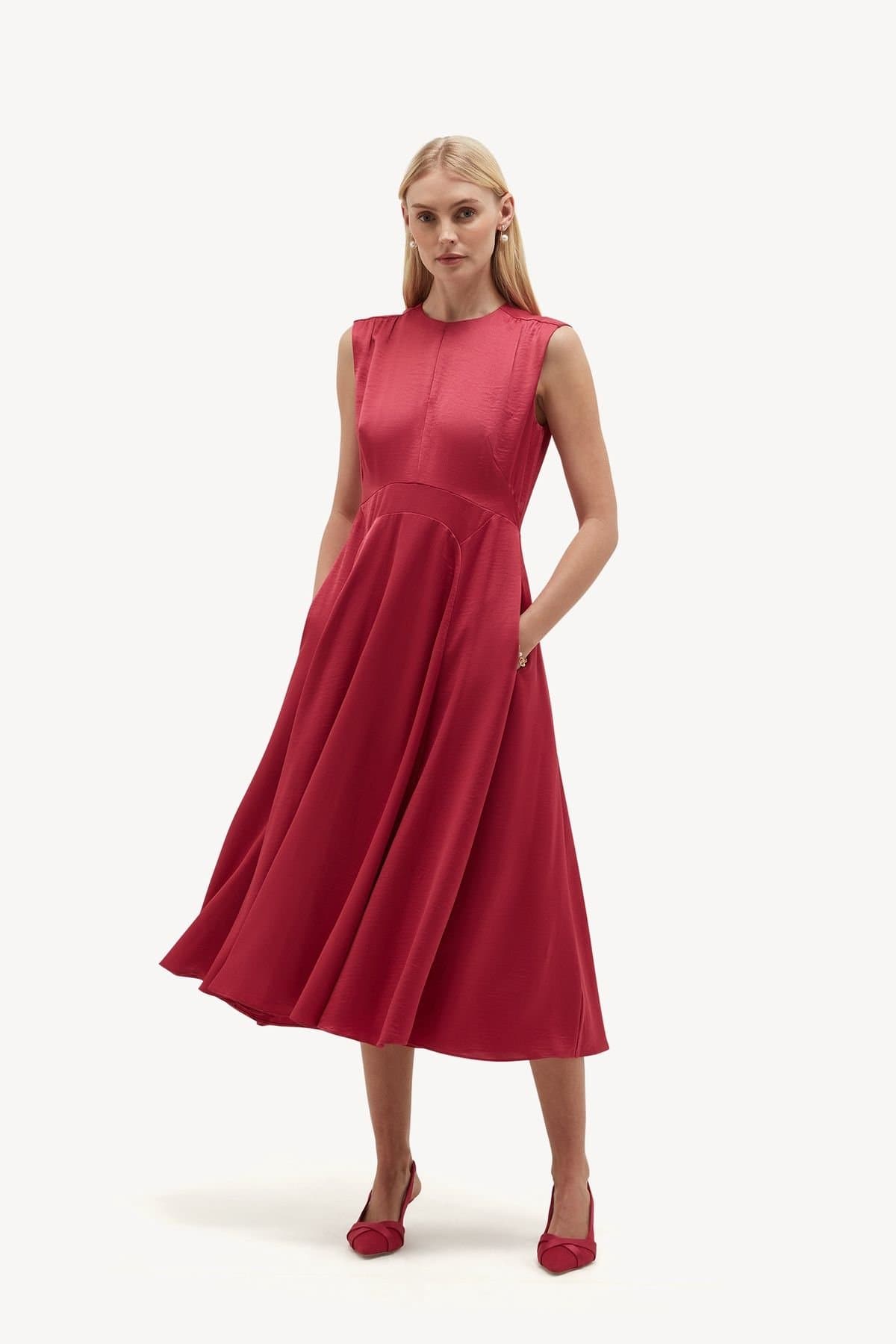 Hobbs London Hobbs London Women's Isobel Midi Dress in Cerise