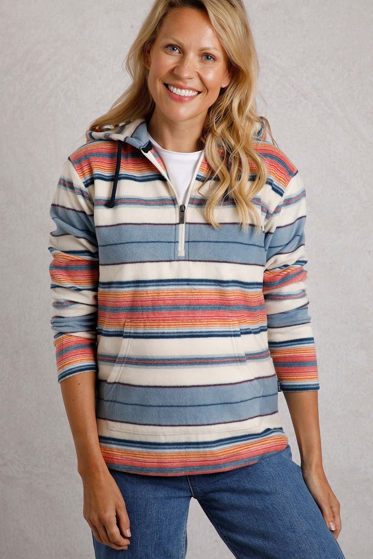 Weird Fish Weird Fish Women's Lana 1/4 Zip Microfleece Hoodie in Cream