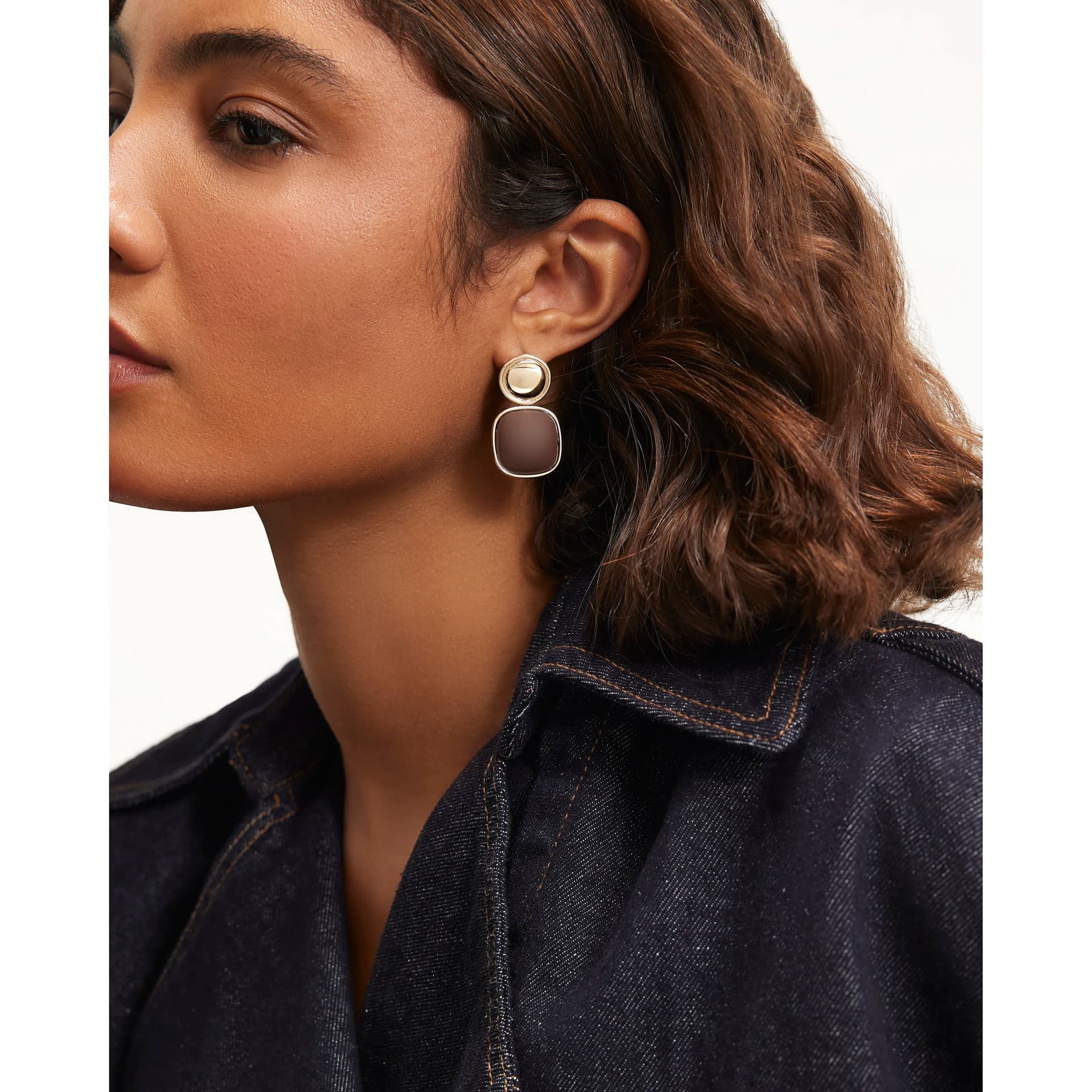 River Island River Island Womens Brown Stone Drop Earrings