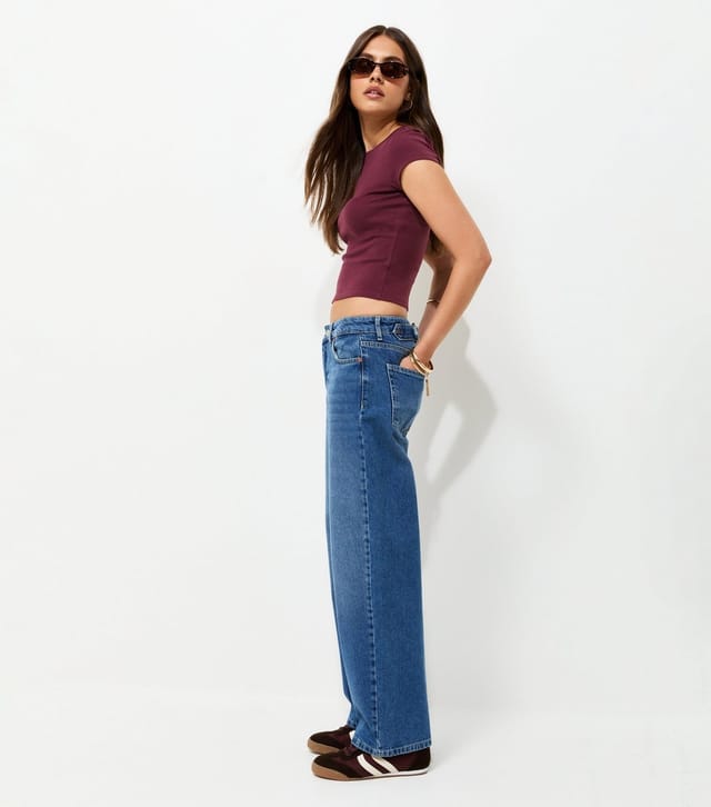 New Look Women's Dark Burgundy Cotton Rich Baby Tee T-Shirt New Look - 3
