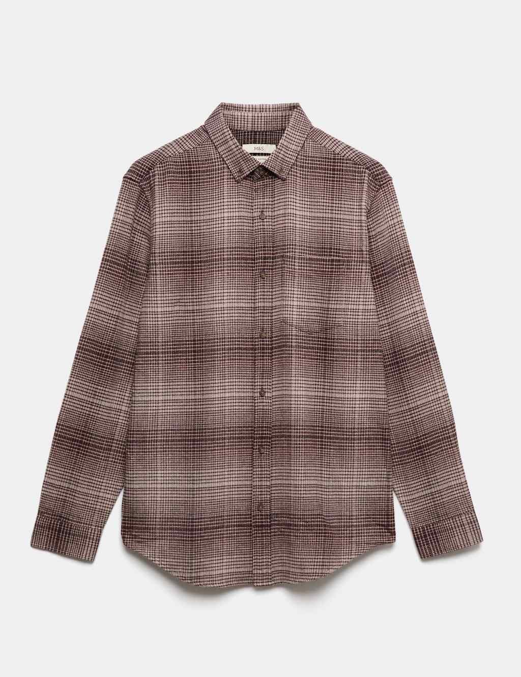 Marks & Spencer M&S Pure Cotton Flannel Shirt Burgundy