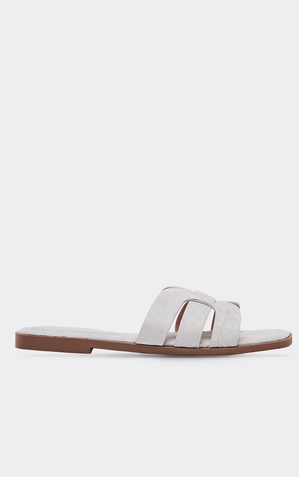 EGO Beck Cage Strap Detail Flat Slider Sandal In Blue Faux Suede, Women's Size UK 3