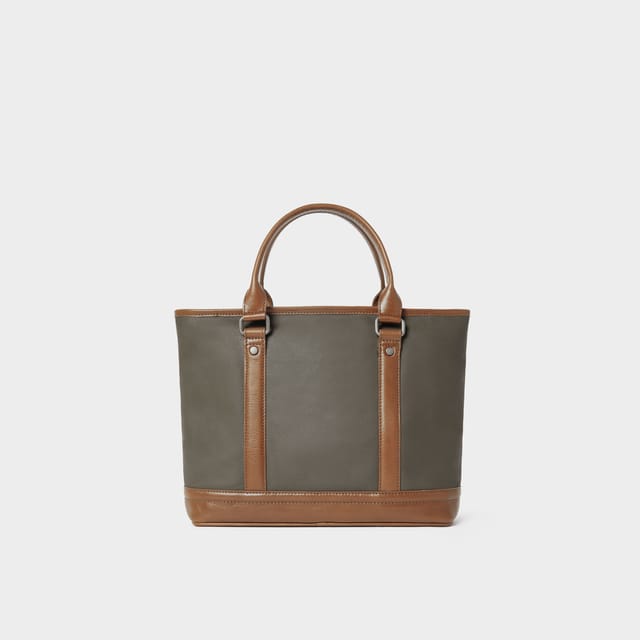 OSPREY LONDON OSPREY LONDON Men's The Frontline Small Waxed Canvas & Leather Workbag in Khaki - 3