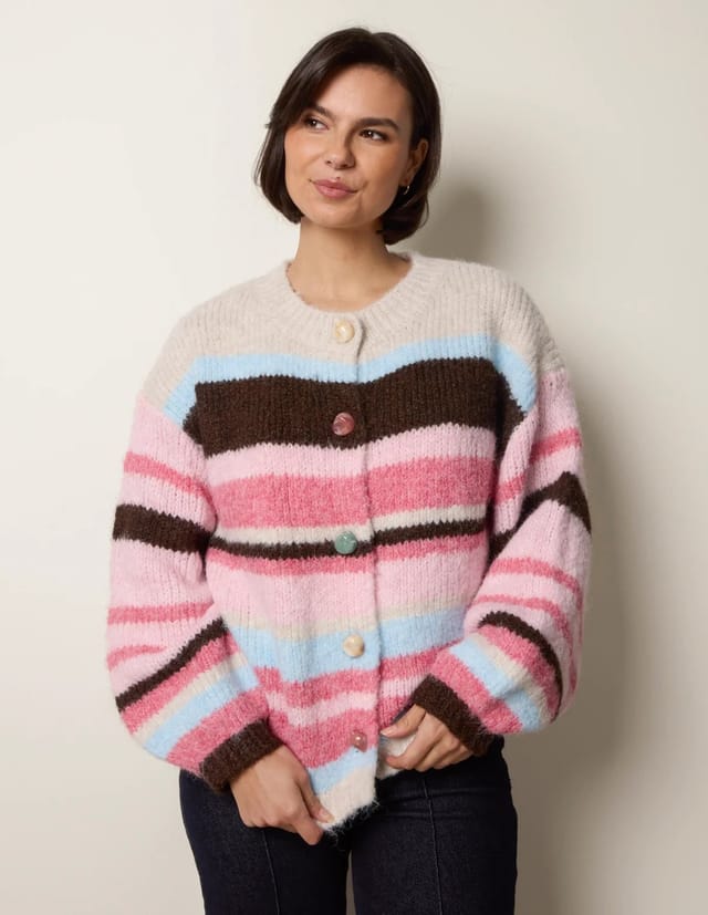Blue Vanilla Striped Knit Cardigan - 2