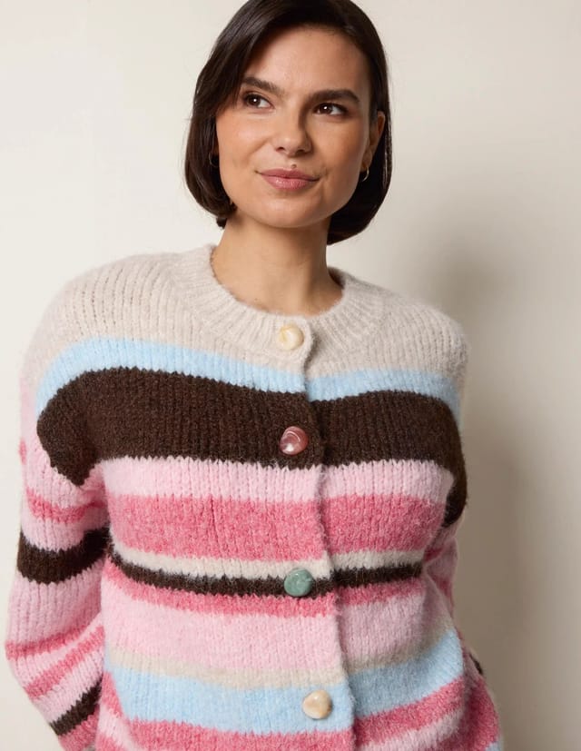 Blue Vanilla Striped Knit Cardigan - 3