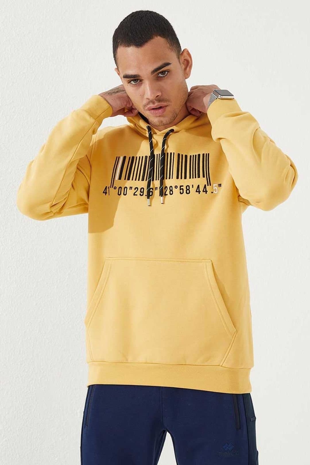 Tommy Life Tommy Life Men's Printed Hooded Sweatshirt in Amber