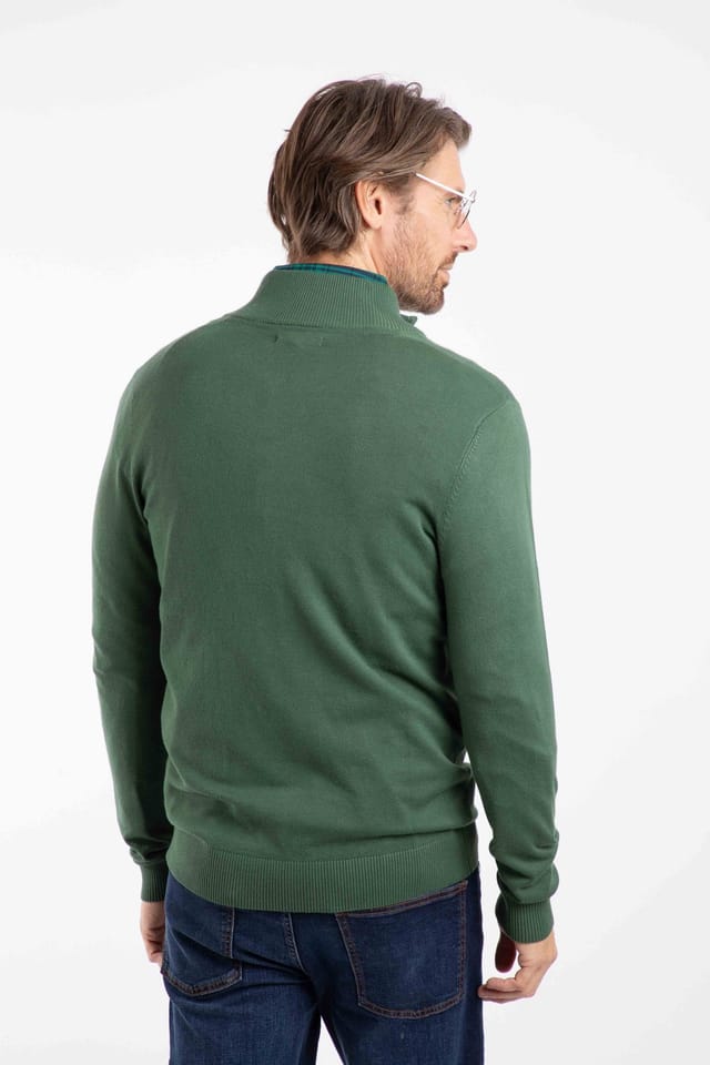 Weird Fish Weird Fish Men's Frederick 1/4 Zip Fine Knit Jumper in Dark Olive - 3