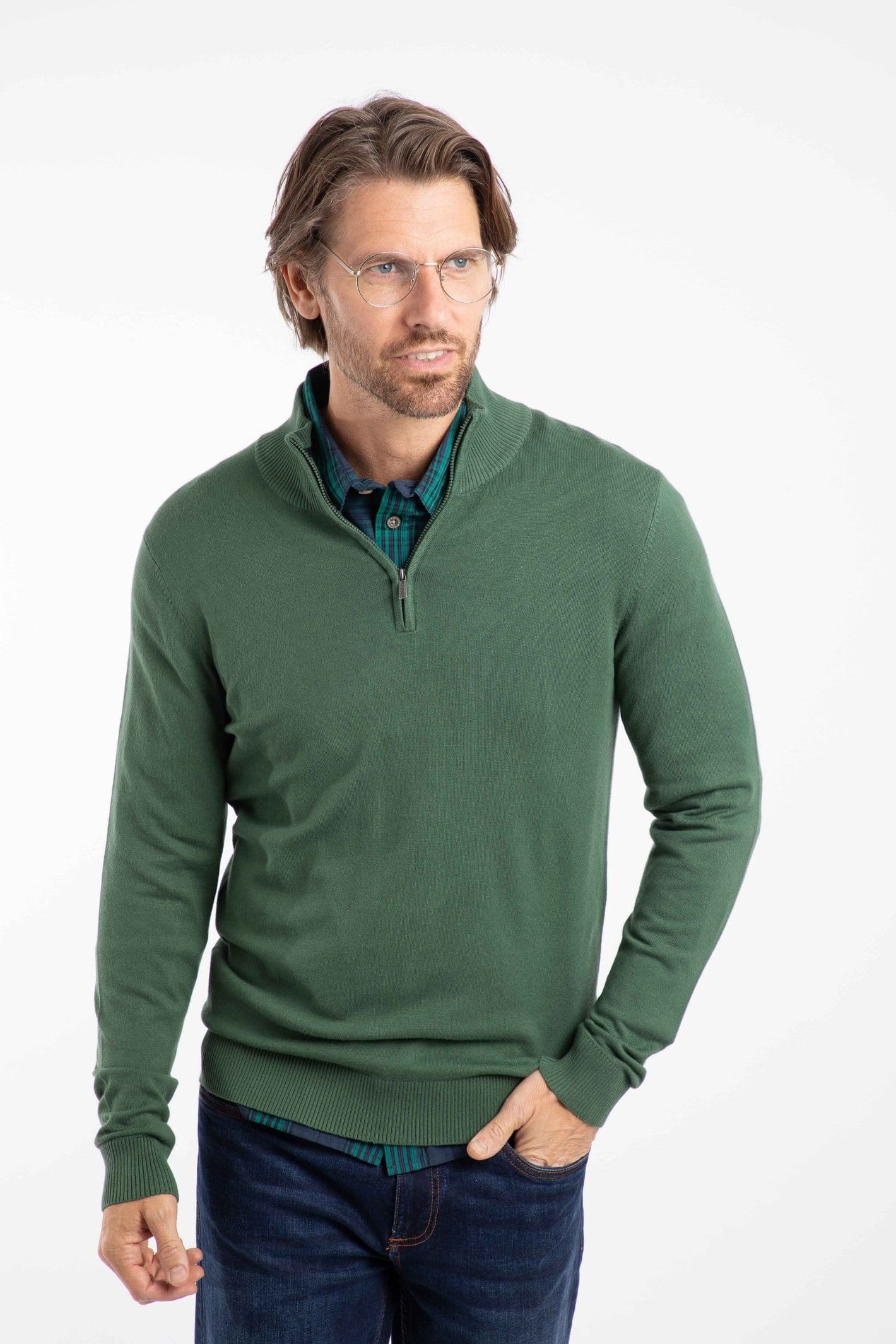 Weird Fish Weird Fish Men's Frederick 1/4 Zip Fine Knit Jumper in Dark Olive - 4