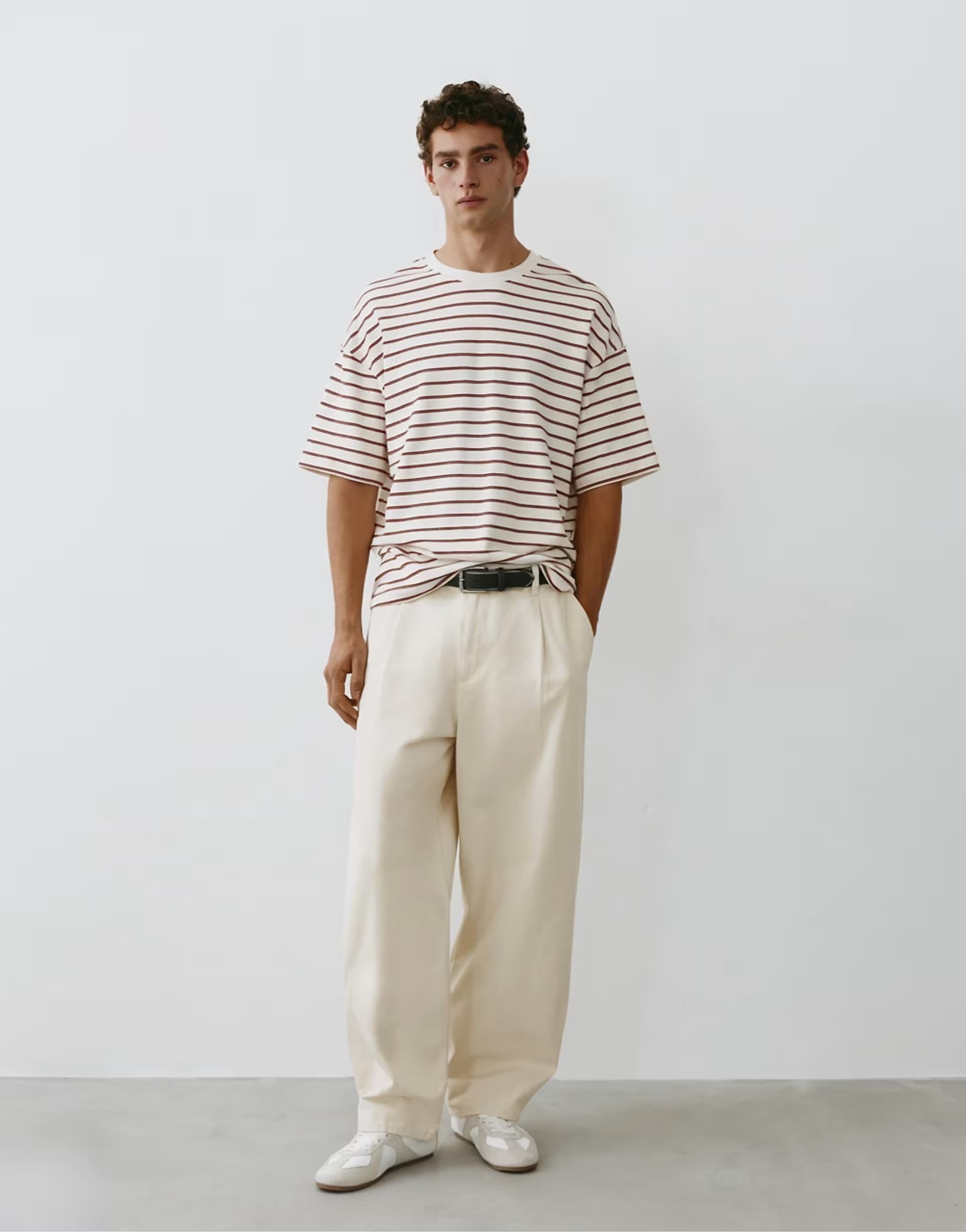 ASOS Pull&Bear Darted baggy trousers in off white