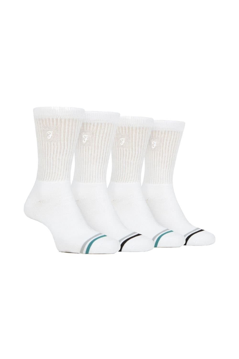 Farah FARAH Men's 4 Pack Bamboo Diabetic Friendly Leisure Socks in White