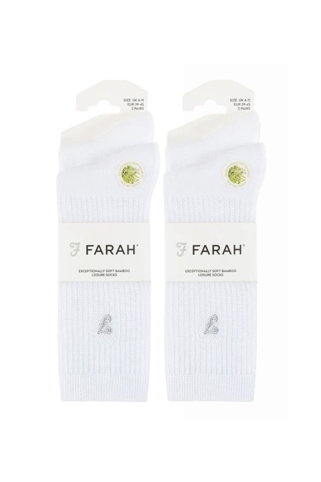 Farah FARAH Men's 4 Pack Bamboo Diabetic Friendly Leisure Socks in White - 2