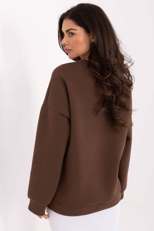 Love Lace Love Lace Women's Stylish Cotton Elastane Sweatshirt with Print in Brown - 3