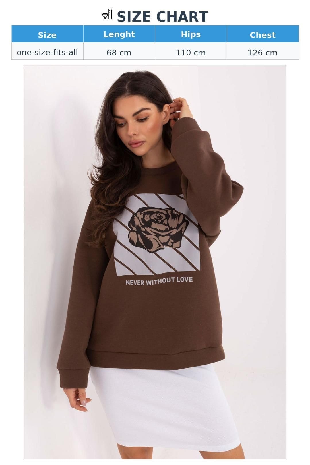 Love Lace Love Lace Women's Stylish Cotton Elastane Sweatshirt with Print in Brown - 4