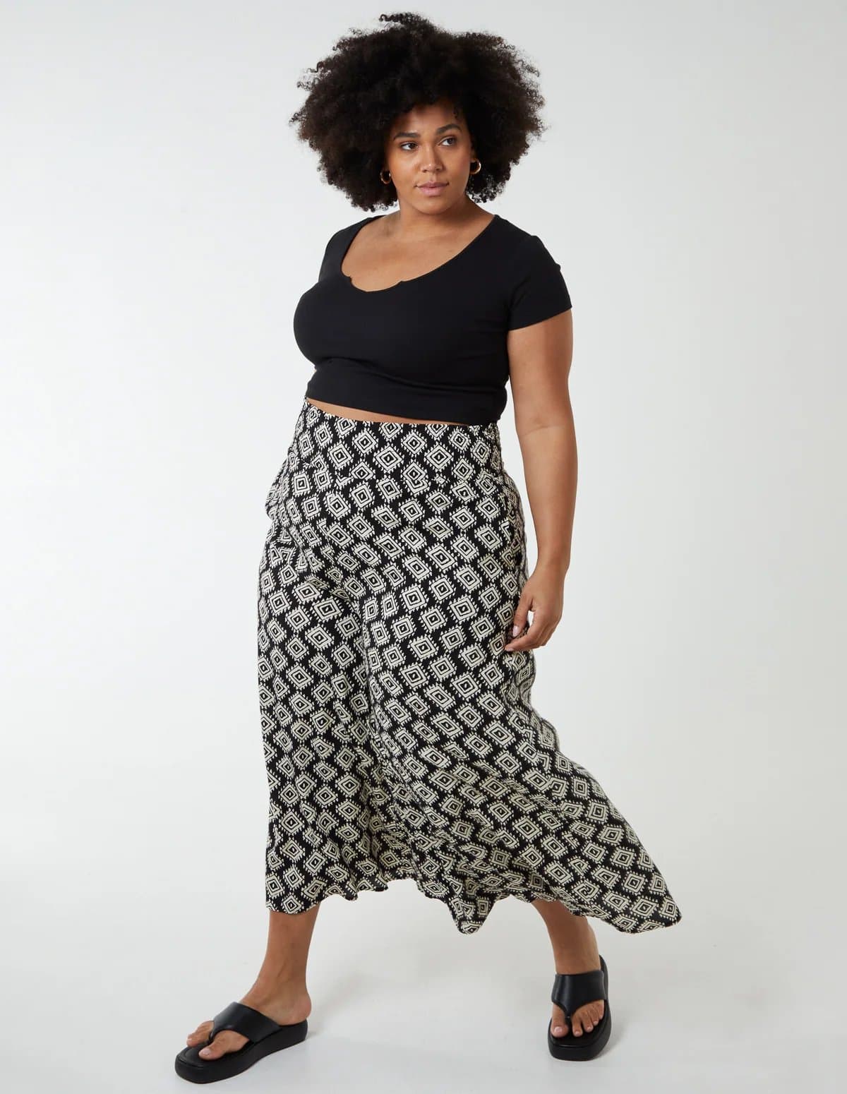 Blue Vanilla Curve Shirred Wide Leg Trousers