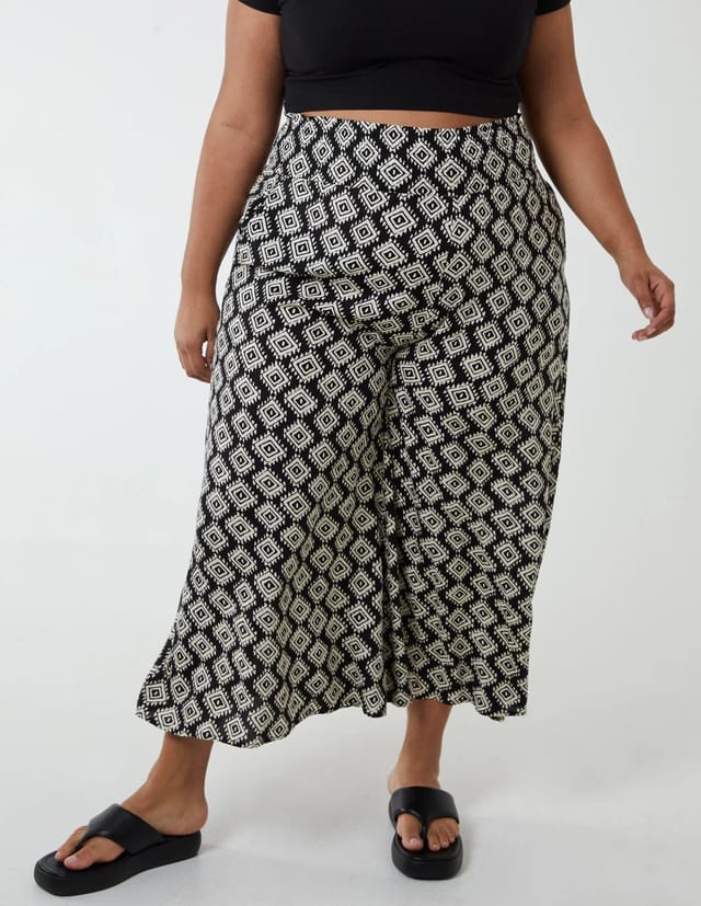 Blue Vanilla Curve Shirred Wide Leg Trousers - 2