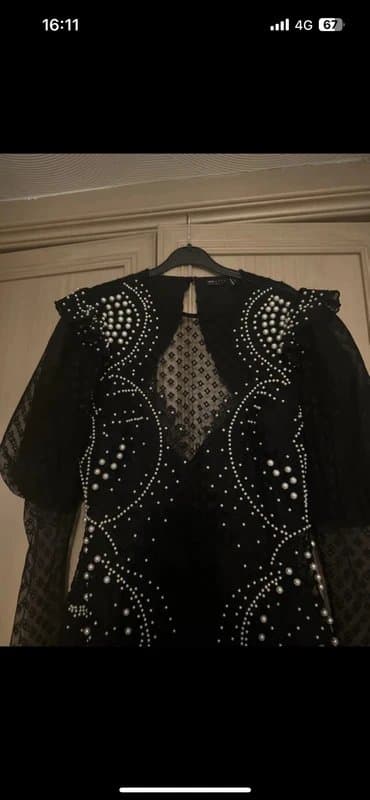 ASOS ASOS Luxe Pearl Embellished Dress- Black