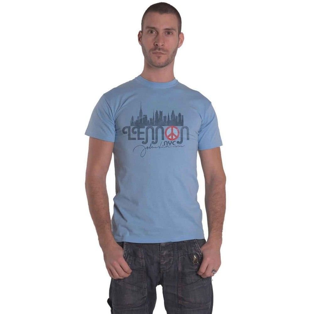 John Lennon John Lennon Men's NYC Skyline Cotton T-Shirt in Light Blue