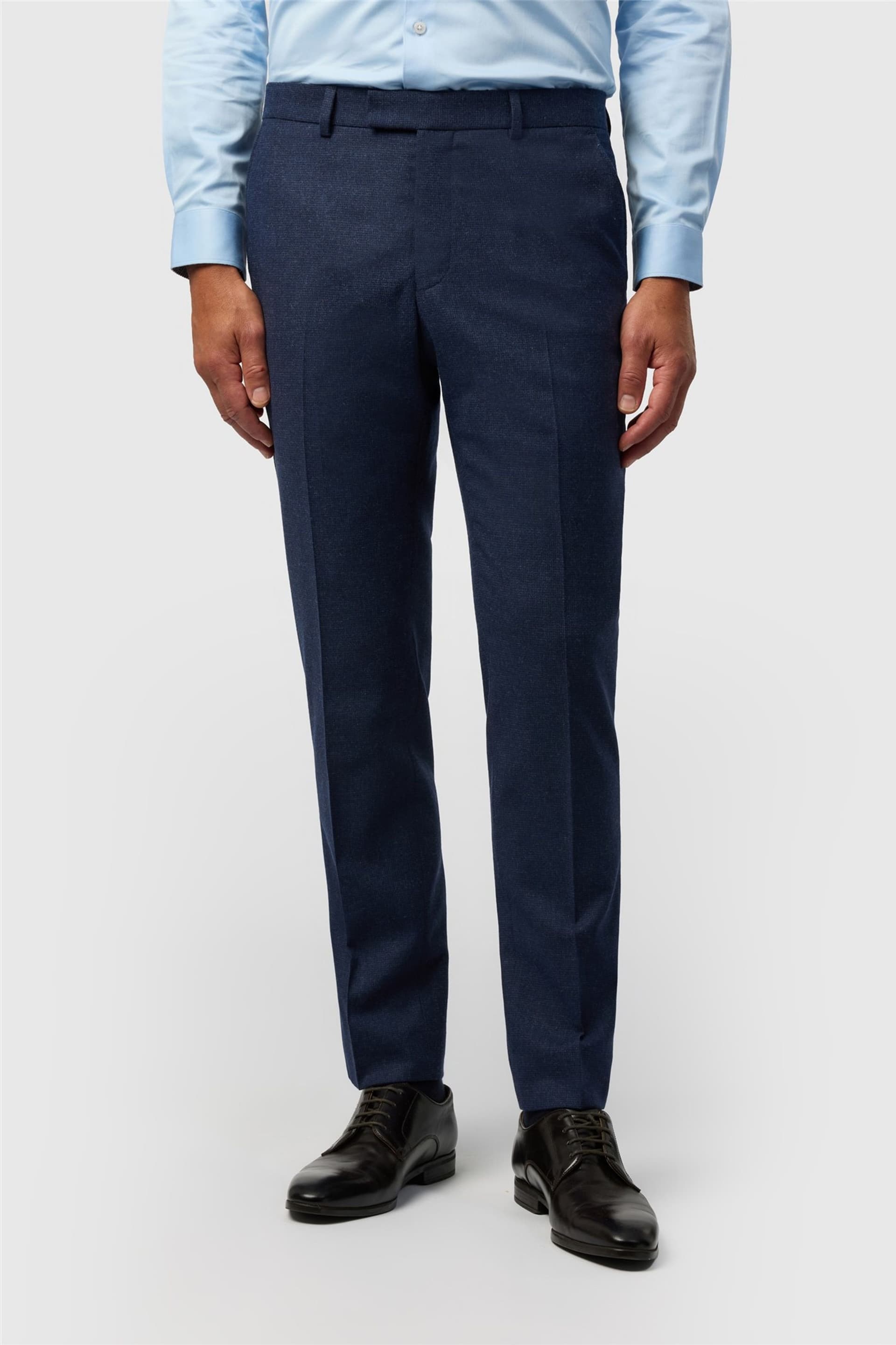 Ted Baker Ted Baker Men's Flat Fronted Textured Tailored Suit Trousers in Dark Blue