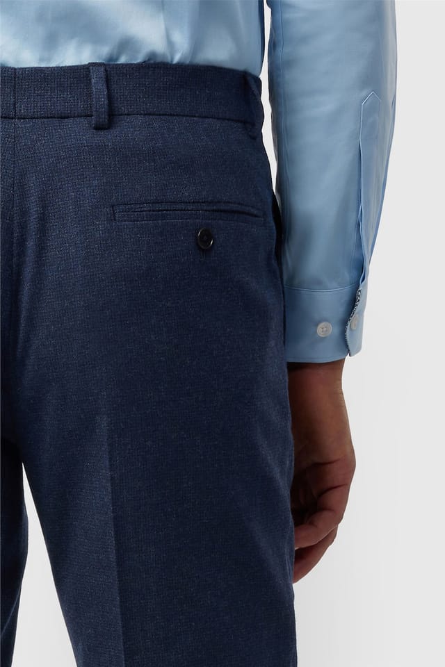 Ted Baker Ted Baker Men's Flat Fronted Textured Tailored Suit Trousers in Dark Blue - 2