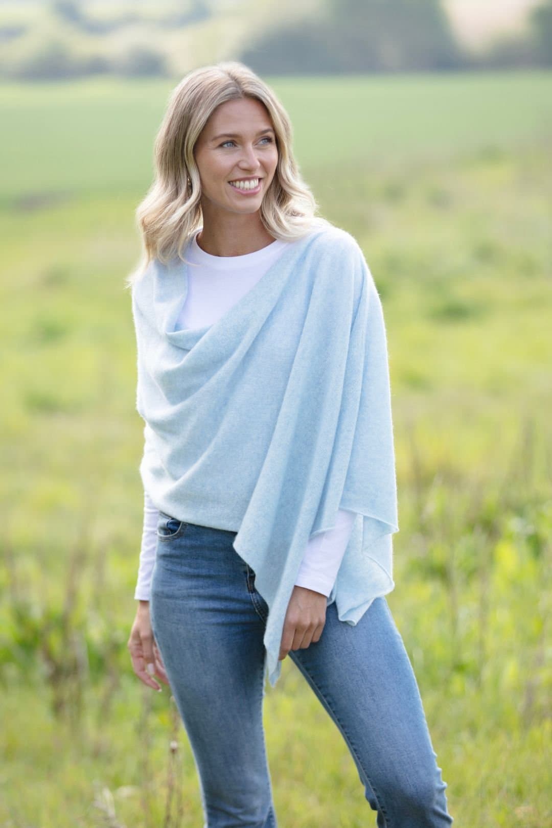 Cove Cove Baby Blue Cashmere Poncho